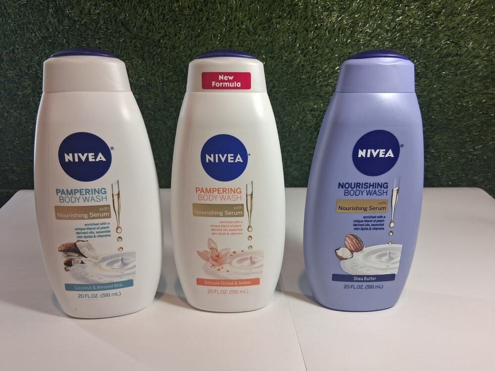 Nivea Body Wash Lot of 3 Pampering Nourishing Serum Orchid Coconut Shea...